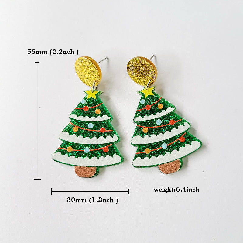 Wholesale Christmas Tree Rainbow Koala Dinosaur Cactus Gingerbread Man Acrylic Earrings ACC-ES-XP012