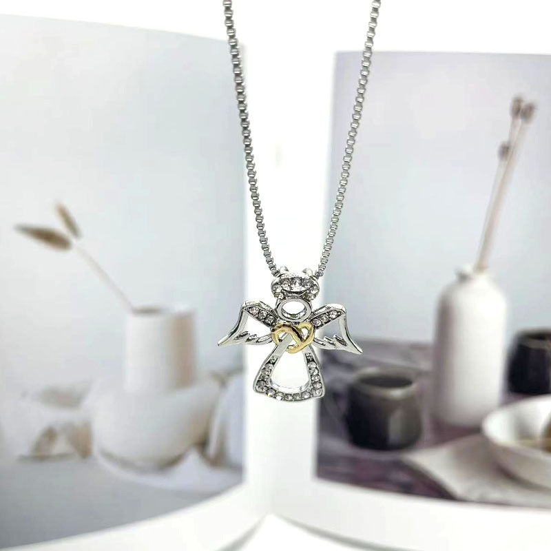 Wholesale Love Necklace with Diamond Alloy Angel Wings Pendant Heart Necklace ACC-NE-Yima003