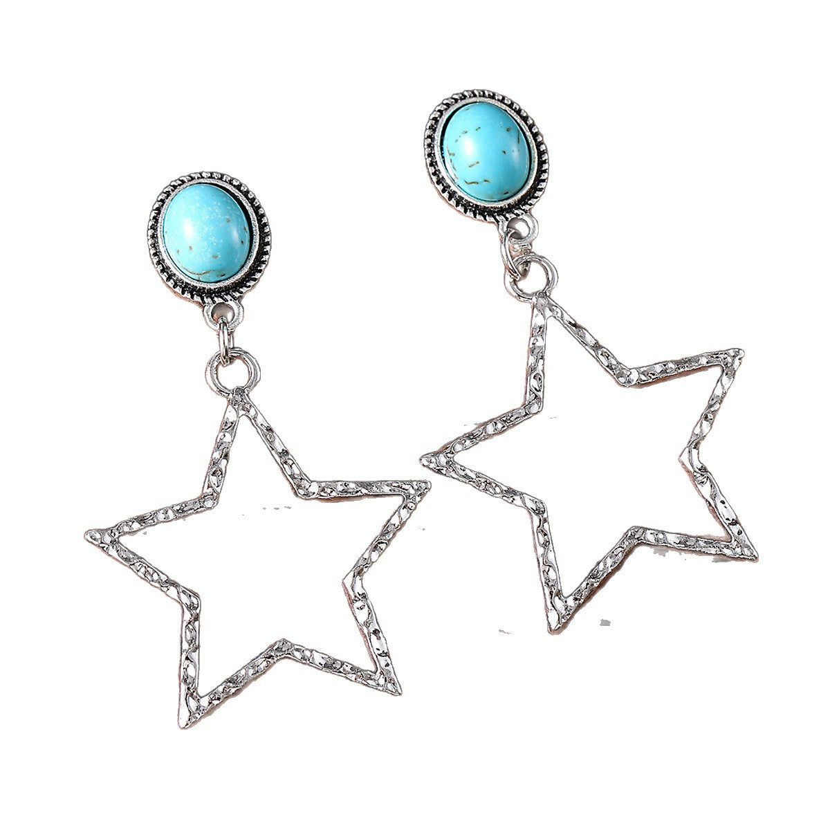 Wholesale Bohemian Vintage Zinc Alloy Turquoise Star Earrings