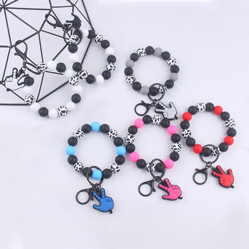 Wholesale Cartoon Palm Silicone Beaded Wristlet Keychain ACC-KC-GuangTian087