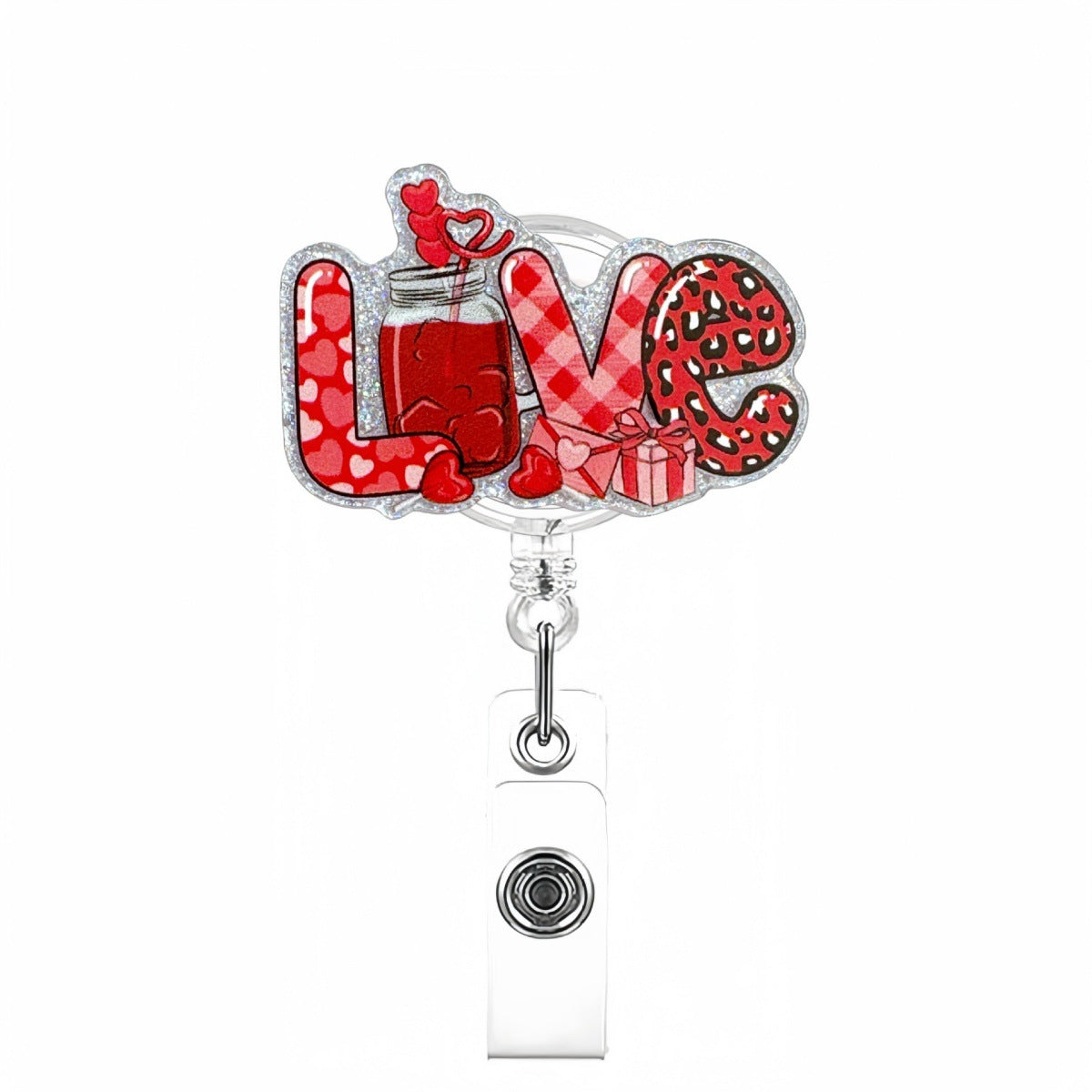 Wholesale retractable acrylic Valentine' s Day Badge Reels