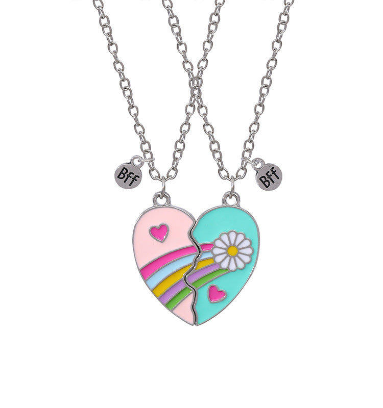Wholesale Magnetic Cute Sequin Heart Pendant Necklaces Necklace Set ACC-NE-Tiangao007