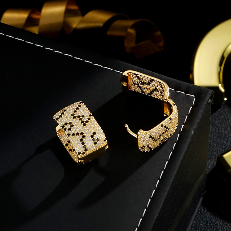 Wholesale light luxury leopard print ear buckle earrings