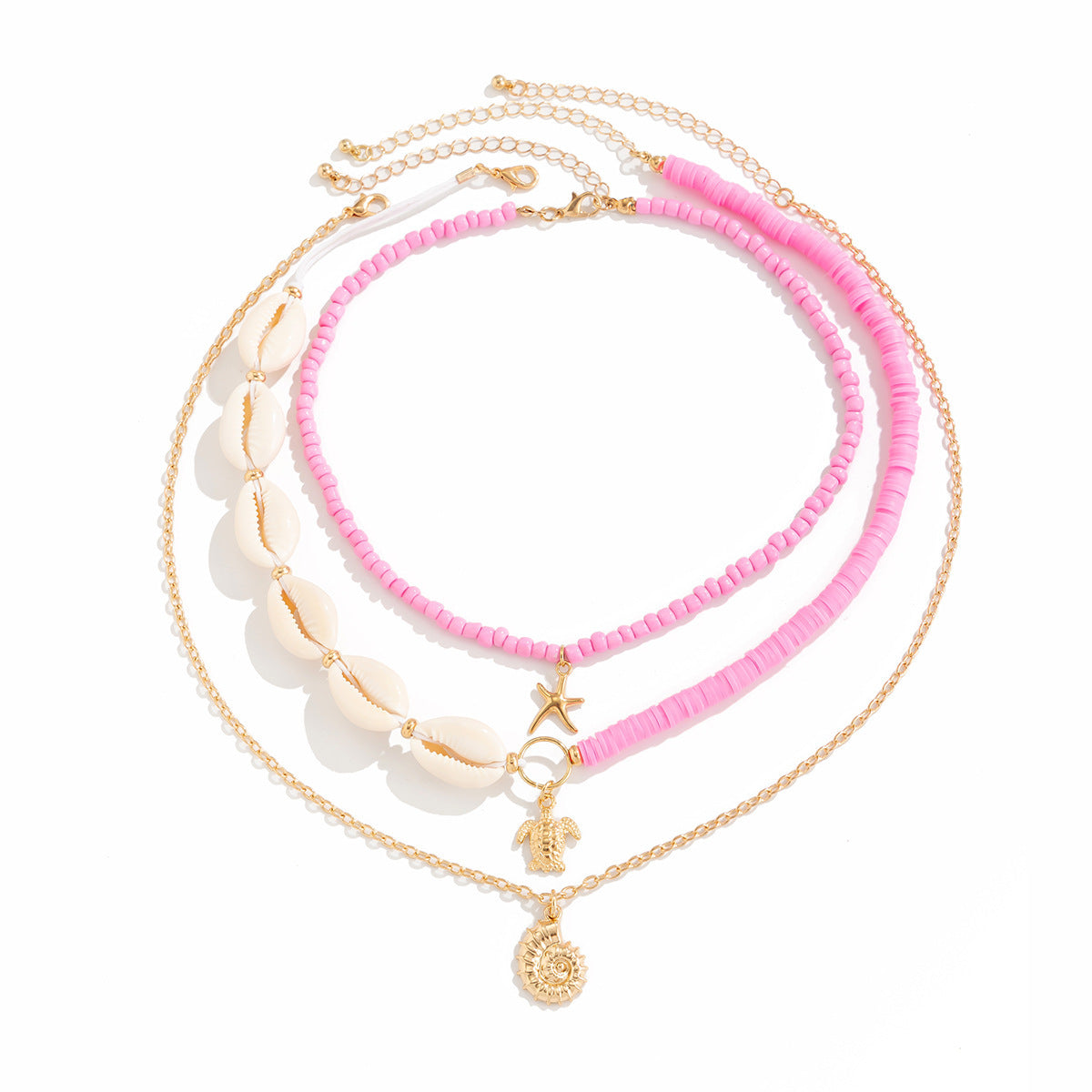 Wholesale Ocean Style Shell Rice Bead Gravel Necklace Beach Starfish Beaded necklace