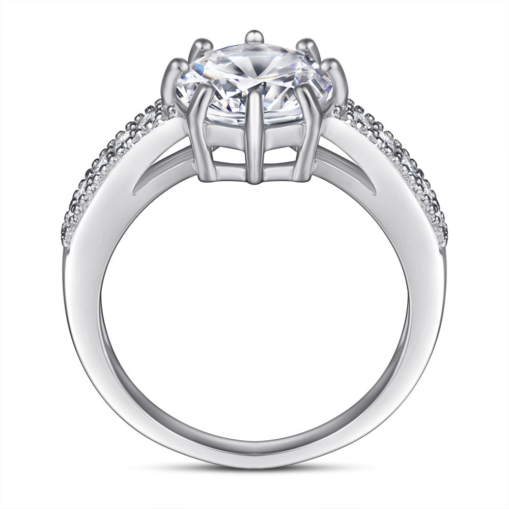 Wholesale  925 Sterling Silver Square Diamond Ring Color-resistant Eight-Prong 1 karat Row Diamond Ring