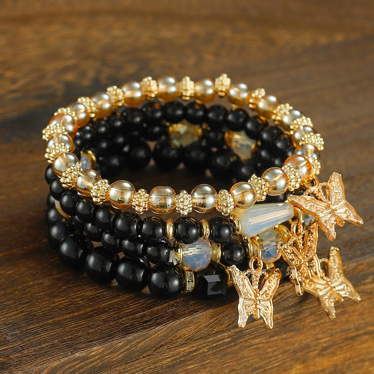 Wholesale Electroplated Alloy Bohemian Multi Layer Butterfly Crystal Beaded Bracelet Women S Boutique Jewelry Gift