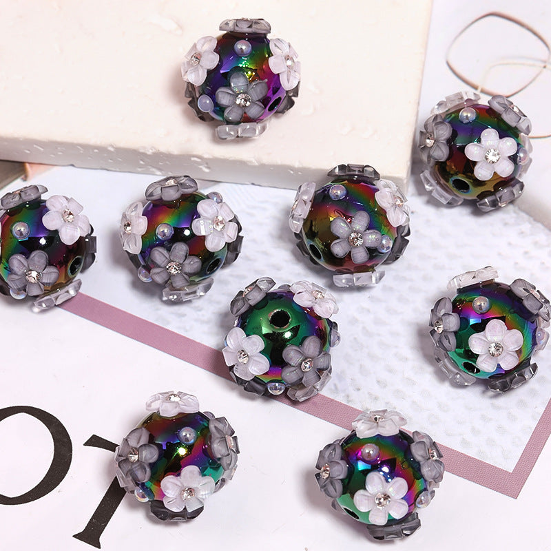 Wholesale of 5pcs Beaded Pen Accessories Pearl Flower Acrylic Beads ACC-BDS-BLG014