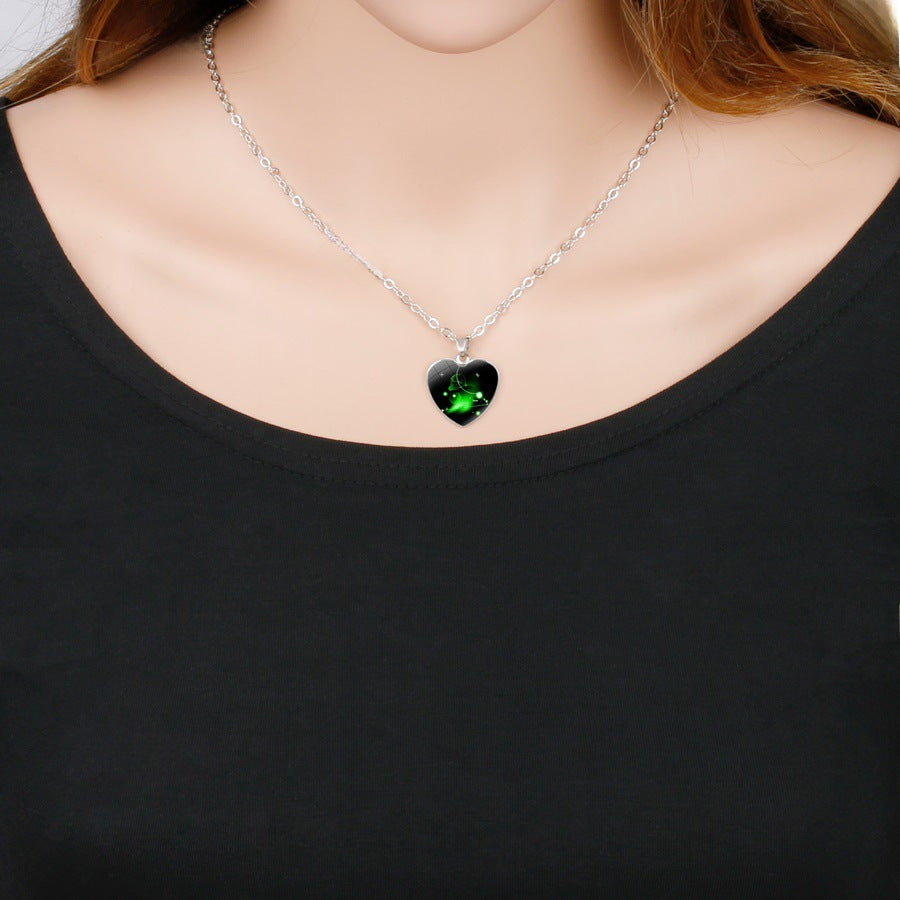 Wholesale  Twelve Constellation Heart Pendant Necklace