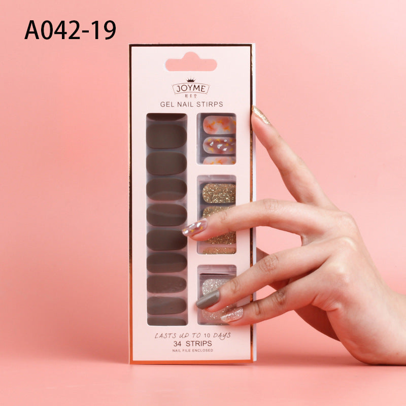 Wholesale Plastic Nail Stickers, Waterproof, Baking Free, Solid Color Nail Stickers, 34 Stickers Without Curling Edges ACC-NS-XKQ007