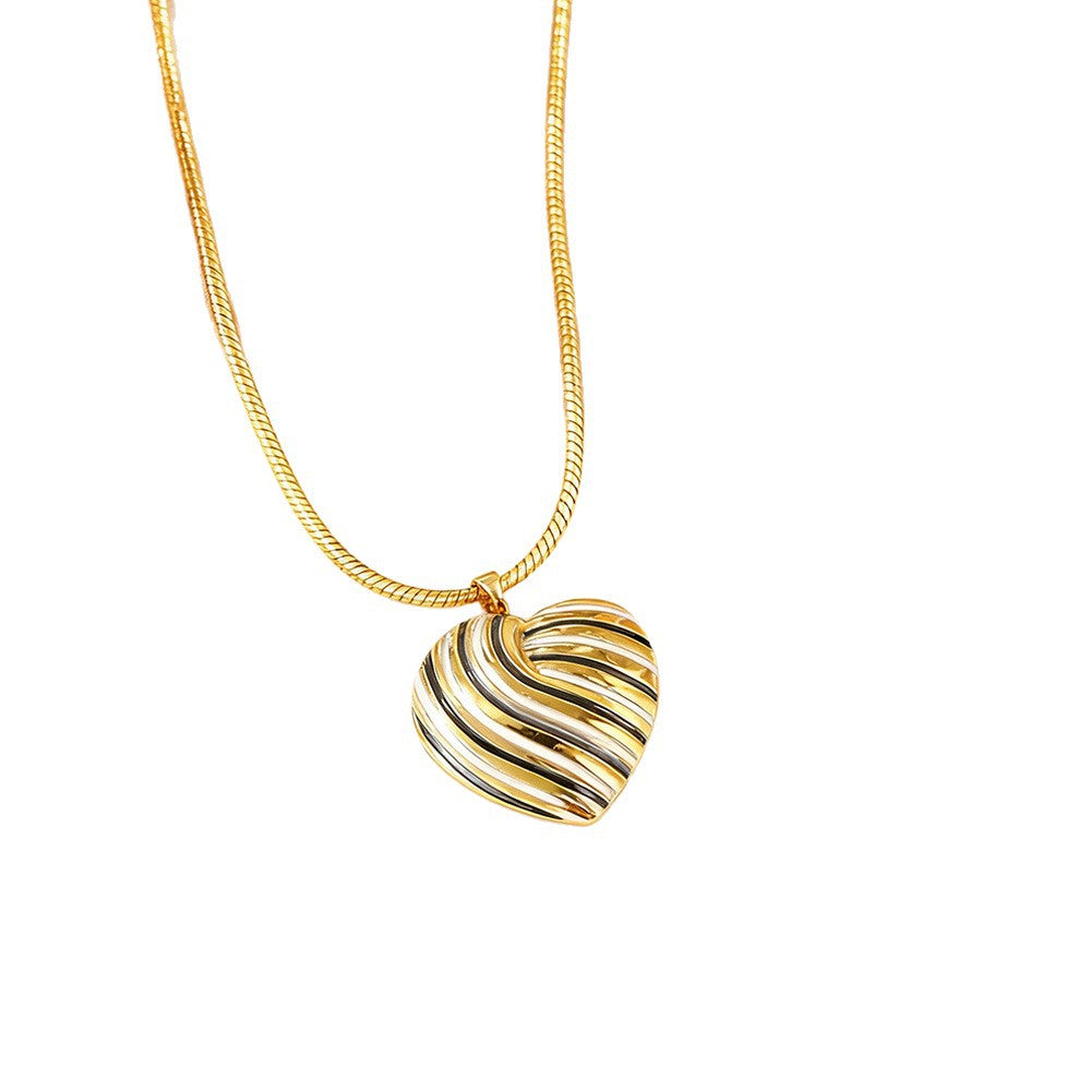 Wholesale oil-paint stainless steel heart necklace