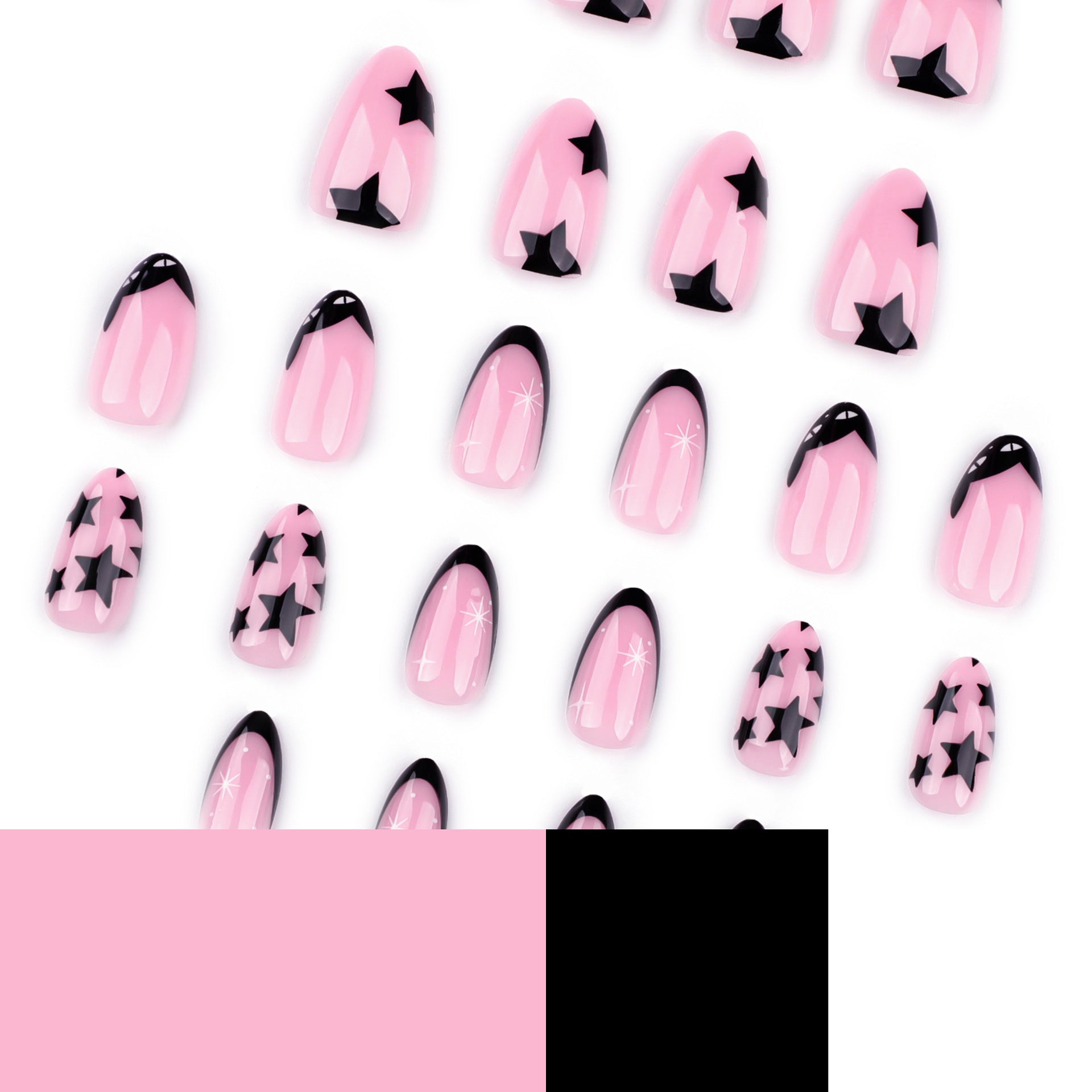 Wholesale 24 Pieces/box Black Star Nails Kits Nail Stickers
