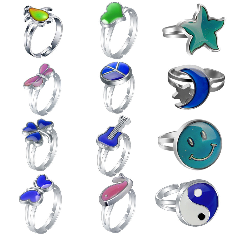 Wholesale Children's Princess Cartoon Cute Animal Temperature Sensitive Color Changing Ring ACC-RS-Hour001