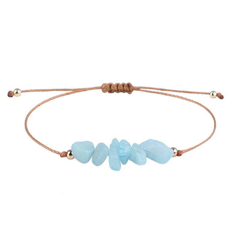 Wholesale  gravel bracelet irregular raw paraffin braided bracelet