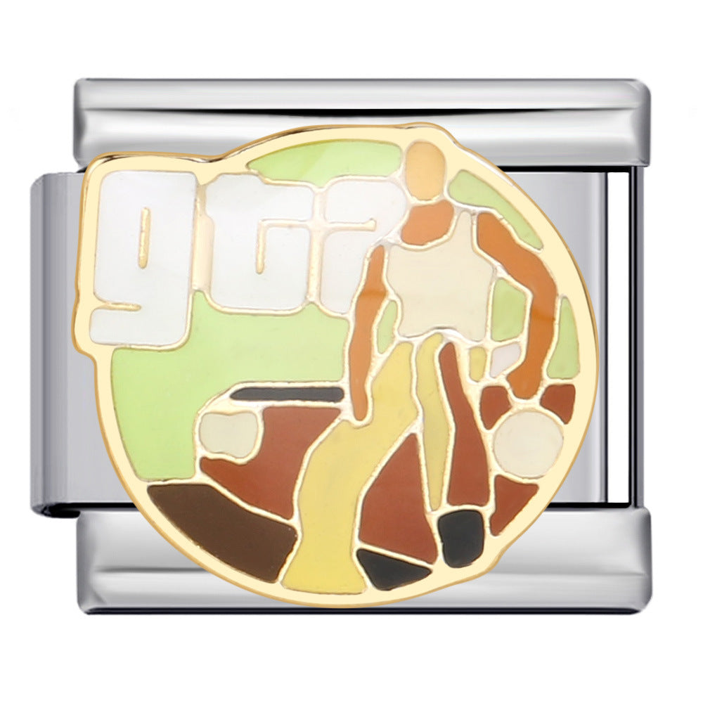 Wholesale Italian Charm Bracelet 9mm DIY Splicing Removable Ball Sports Stainless Steel Composable Bracelet