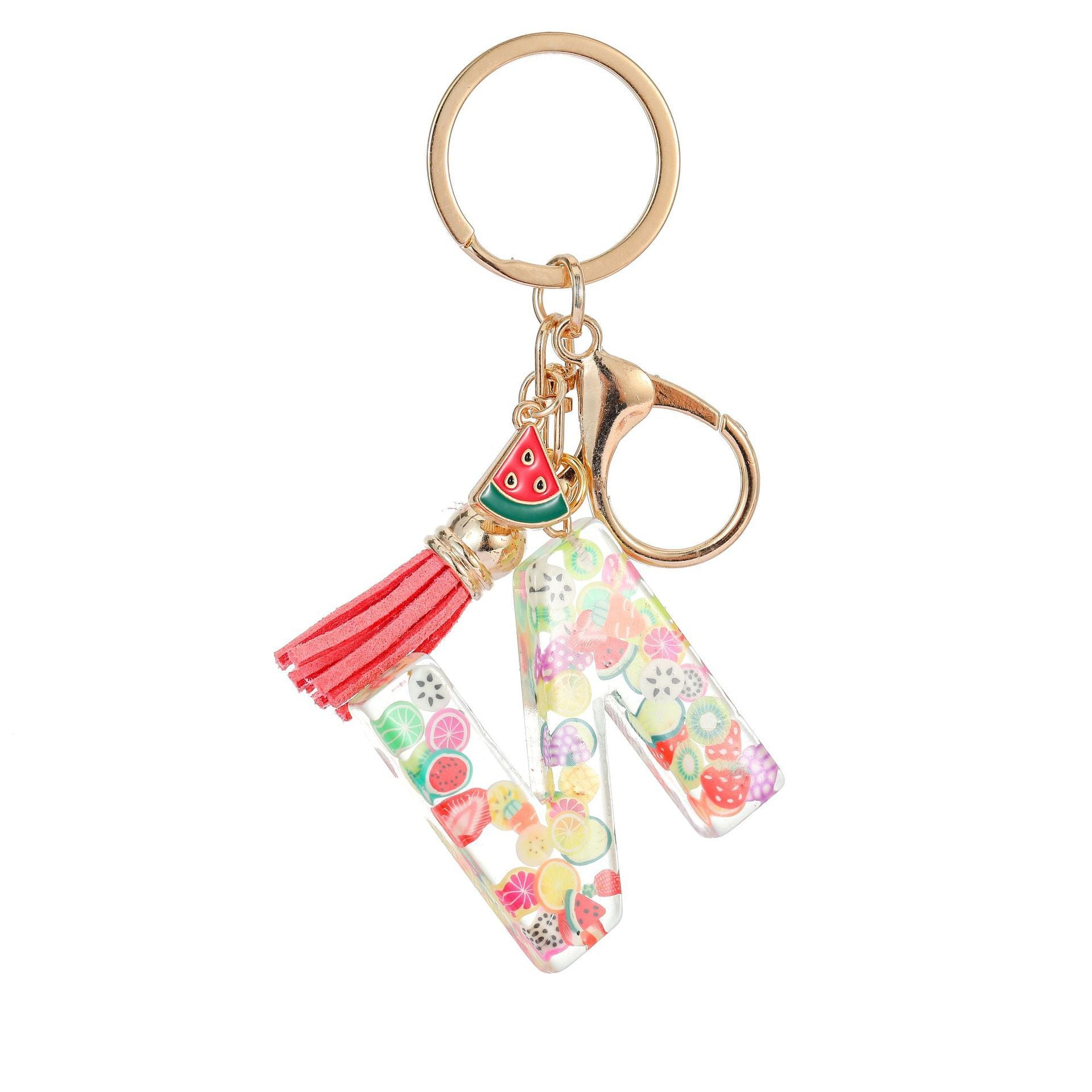 Wholesale Fruit resin letter keychain