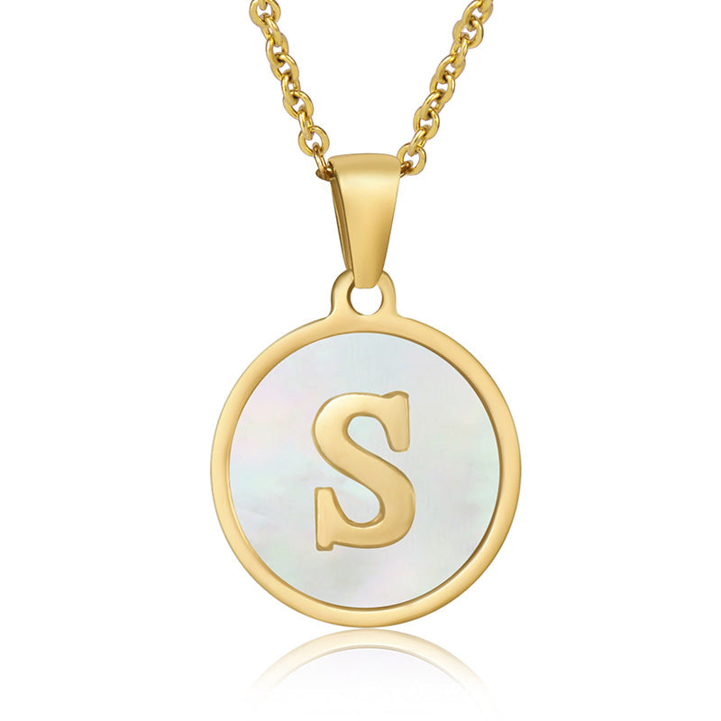 Wholesale Fashion Round Letter Stainless Steel Plating Necklace ACC-NE-Zhongy001