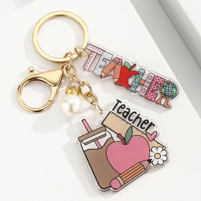 Portachiavi a forma di matita con portapenne a cuore acrilico all'ingrosso