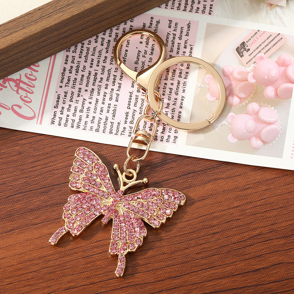 Wholesale Zinc Alloy Butterfly Rhinestone Keychain,  Stylish Bag Charm for Women,  Everyday Use Accessory