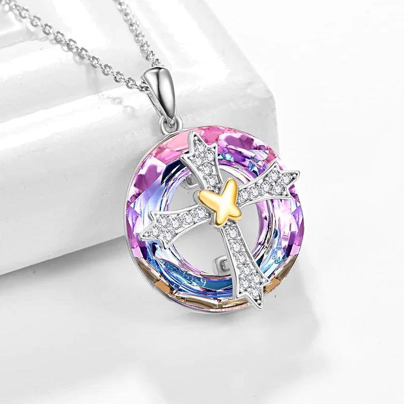Wholesale Friendship Blessing Cross Bow Crystal Alloy Necklace ACC-NE-FuSu001
