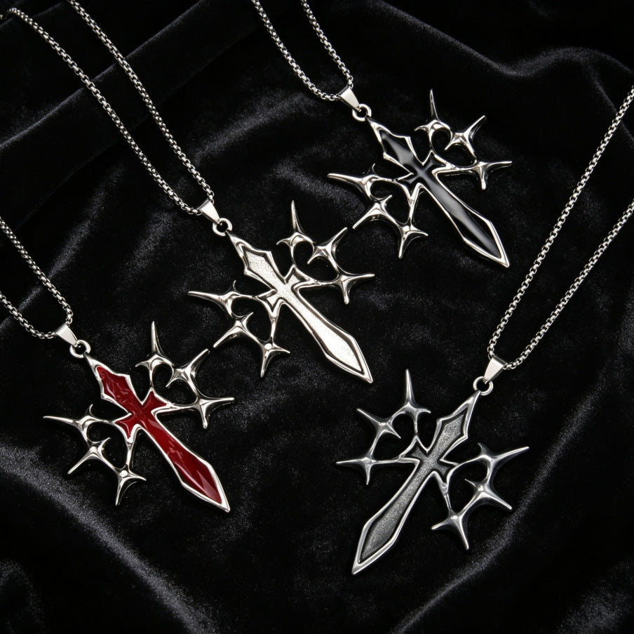 Wholesale Gothic Hip Hop Cross Necklace Silver Stainless Steel Men S Pendant Fashion Jewelry Gift