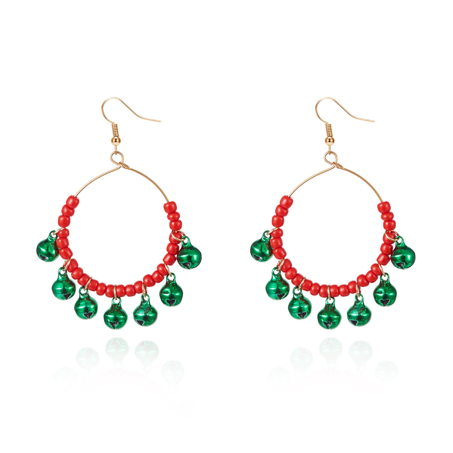 Wholesale Christmas contrasting bell tassel earrings