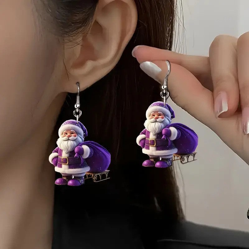 Wholesale Pink f Snowman Acrylic Earrings