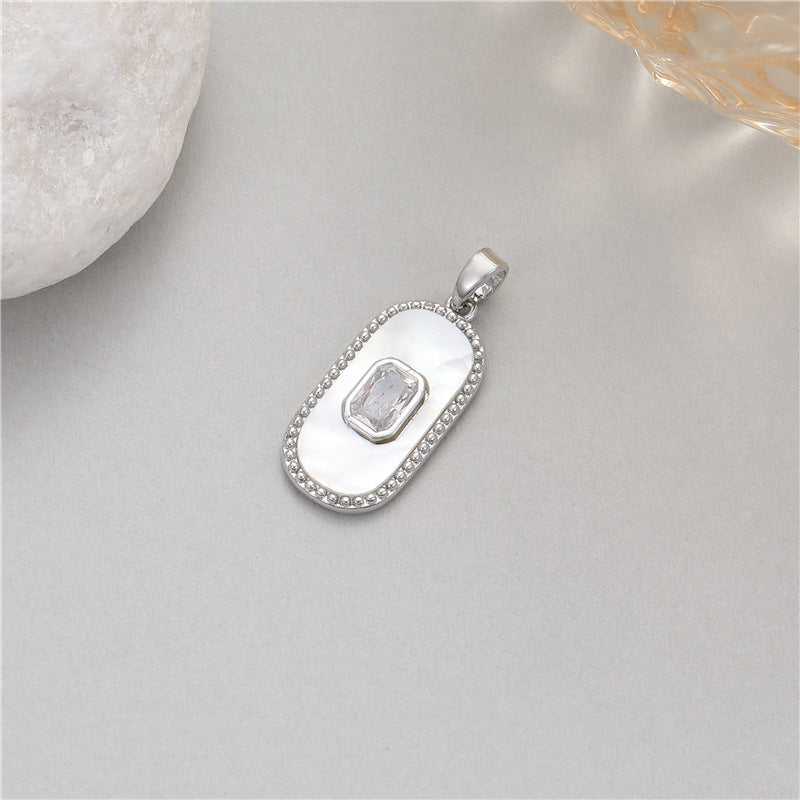 Wholesale Copper Pendant Inlaid with Turquoise Zircon and White Mother-of-Pearl