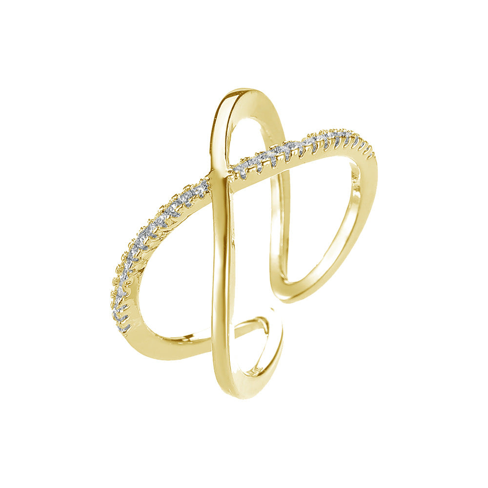 Wholesale Simple cross ring  finger ring zircon ring