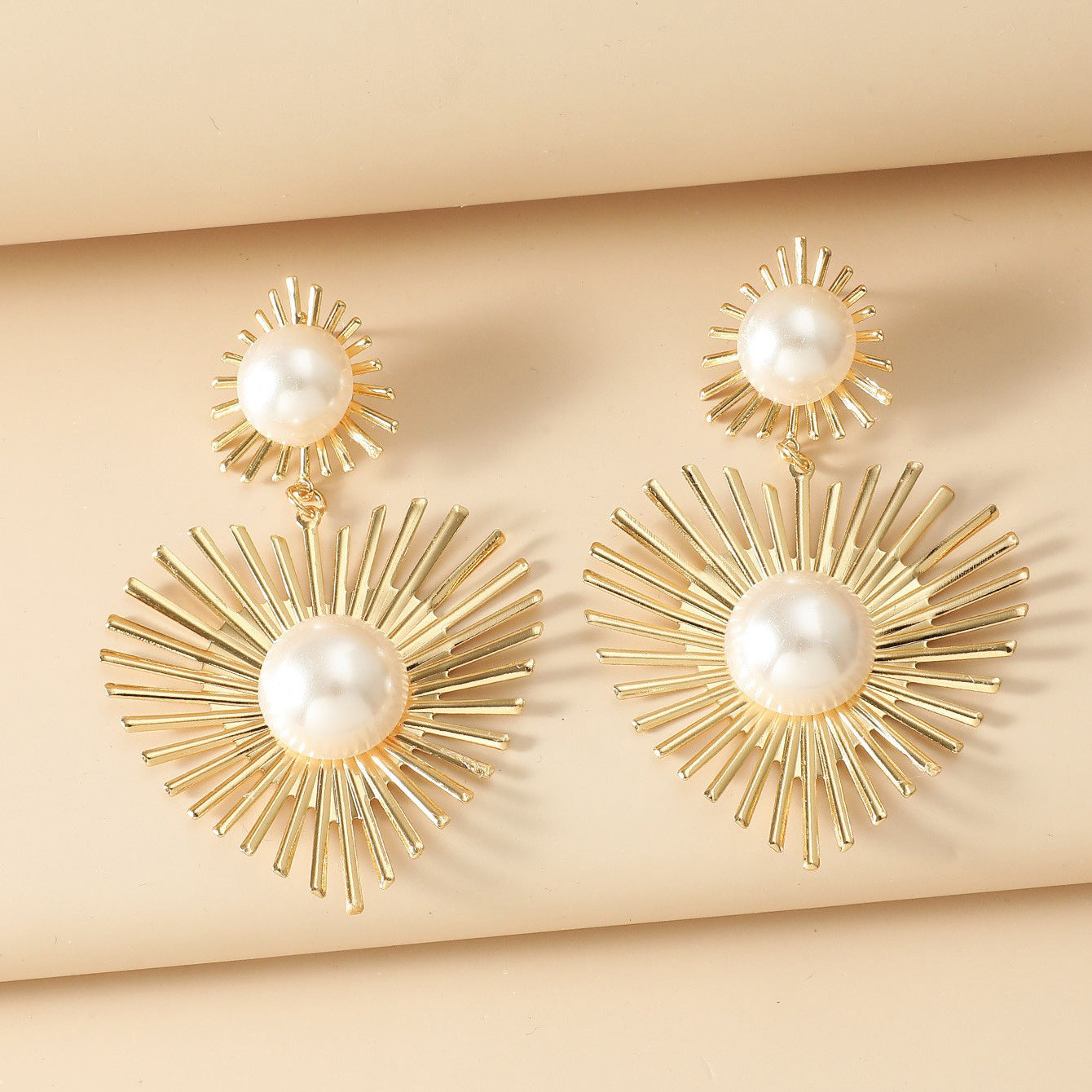 Wholesale Heart Metal Pearl Earrings