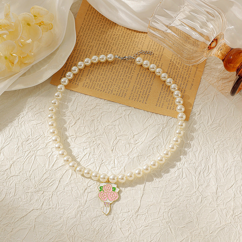 Wholesale Sunflower and Daisy Pollen Pearl Necklace