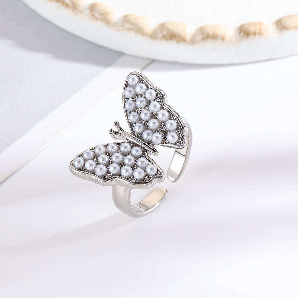 Wholesale 18K copper-plated vintage butterfly open ring