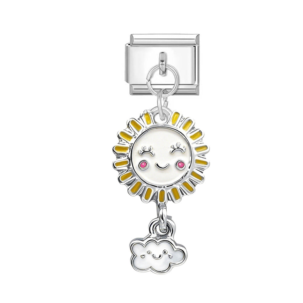 Wholesale Italian Charm Bracelet 9mm DIY Cartoon Butterfly Cloud Pendant Series Creative Stainless Steel Composable Bracelet