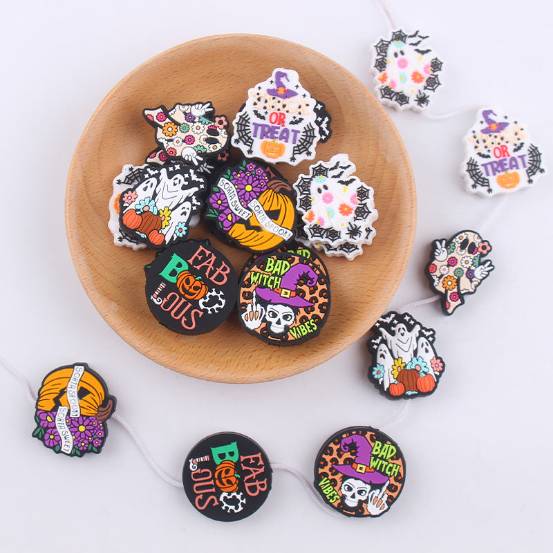 Wholesale 5pcs Cartoon Silicone Halloween Focal Beads ACC-BDS-GuangTian033