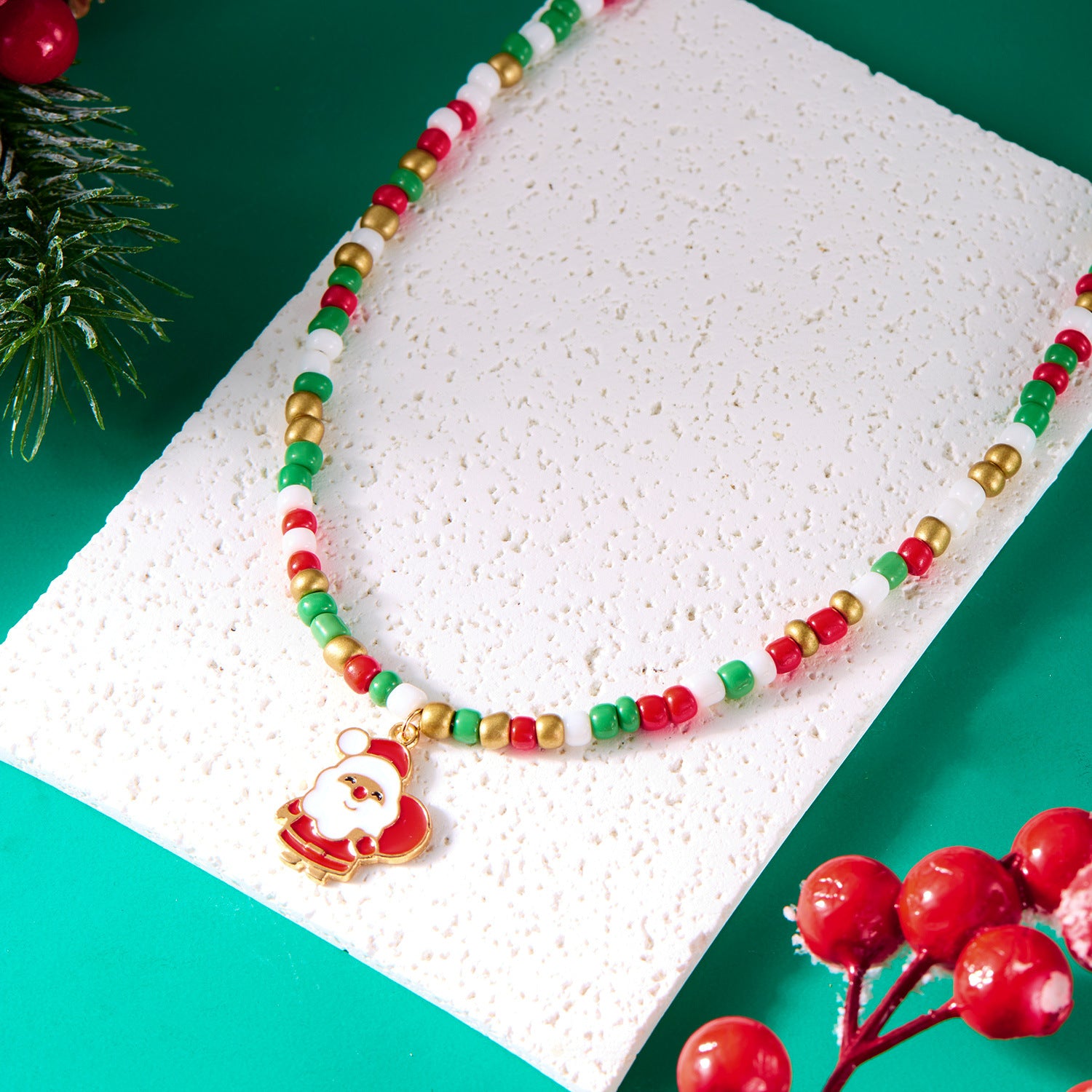 Wholesale Rice Bead Christmas Tree Cane Necklace