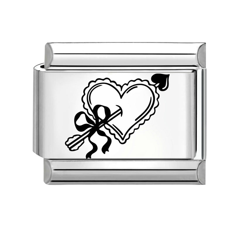 Wholesale 9mm Italian Charm Starter Bracelets DIY Black and White Heart Stainless Steel Composable Bracelet