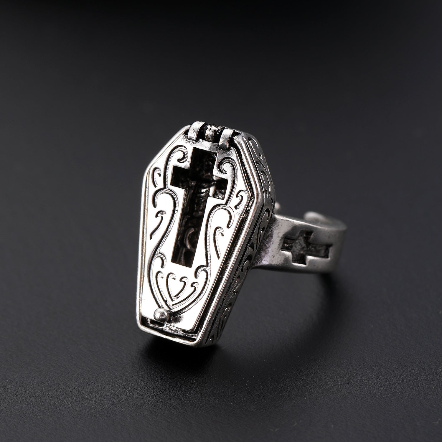 Wholesale Copper Gothic Skull Cross Open Ring - Trendy Unisex Jewelry Gift