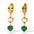 Wholesale St. Patrick's Day Two-color Zircon Heart 18K Real Gold Stainless Steel Earrings