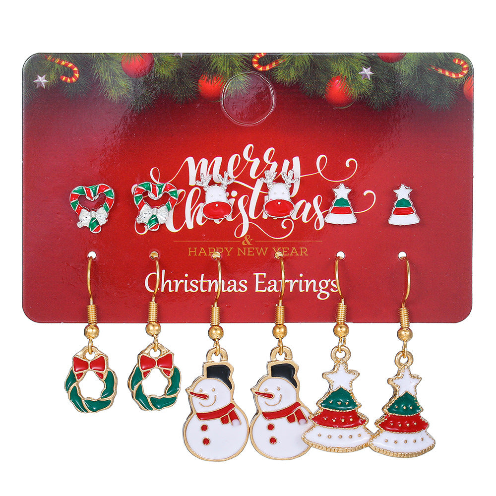 Wholesale Christmas Earrings Set Snowflake Elk Christmas Tree Earrings ACC-ES-Zhey004