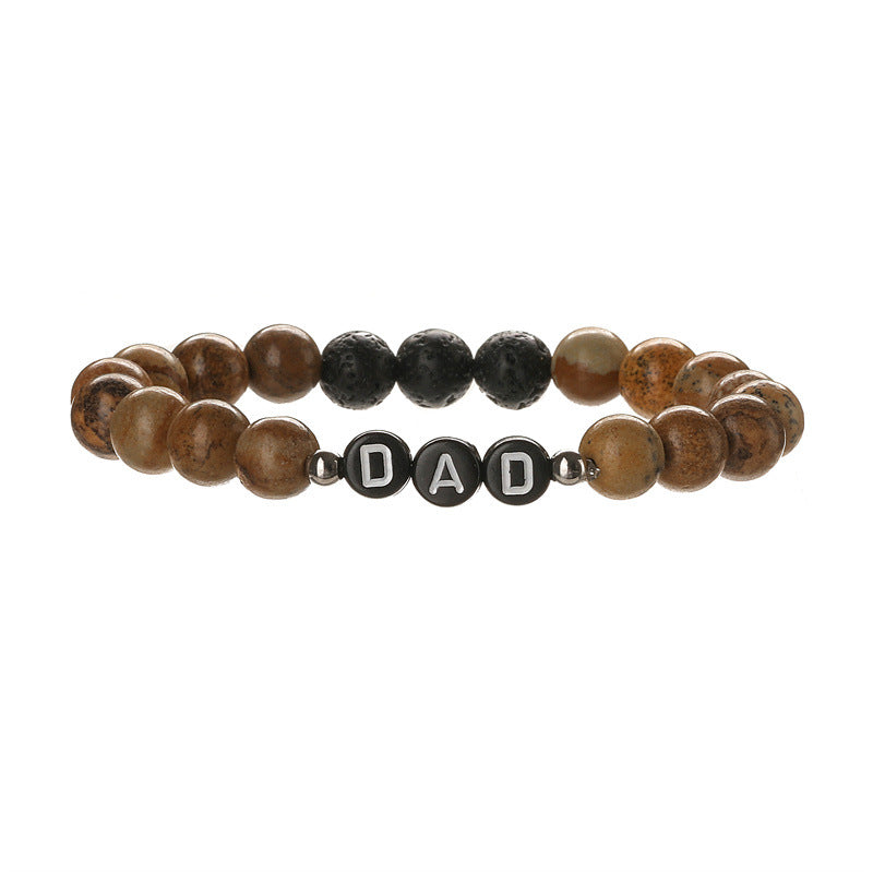 Wholesale European Style 8Mm Natural Stone DAD Letter Beaded Bracelet Father S Day Gift Elastic Cord Jewelry Accessory