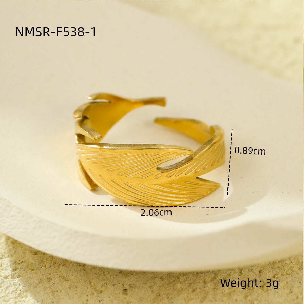 Wholesale stainless steel open ring 18K gold non-fading multi-layer geometric hollow  ring