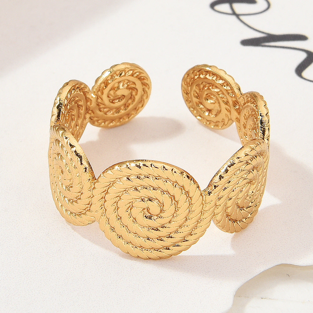 Wholesale Gold Plated Titanium Steel Geometric Eye Adjustable Ring Boutique Resale