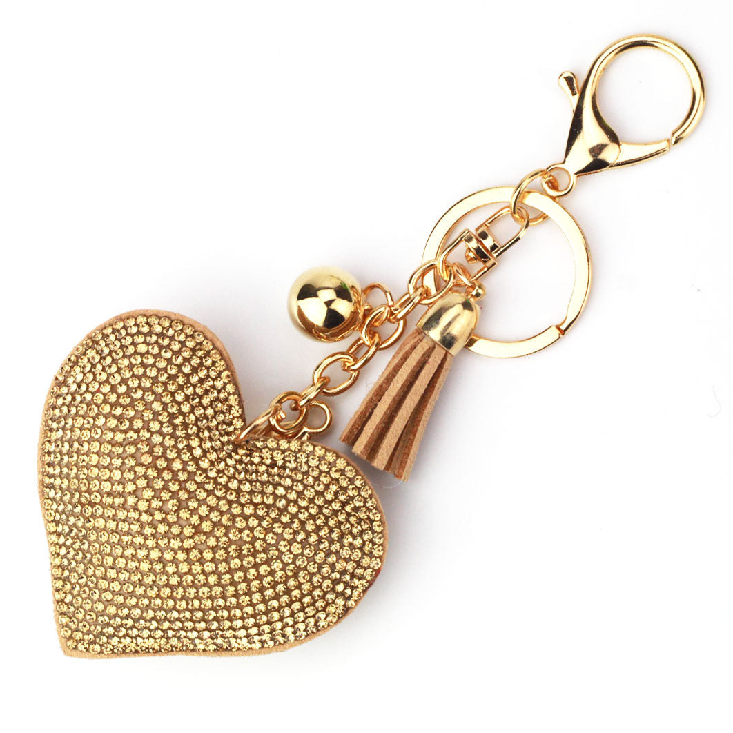 Wholesale 12pcs Heart Shape Hot Diamond Leather Keychain ACC-KC-DC001