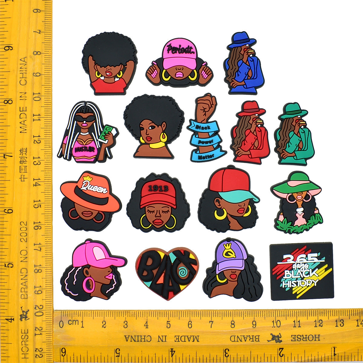 Wholesale  Random 100pcs  Black Girl SeriesPVC Soft Rubber Shoe Buckle Decoration