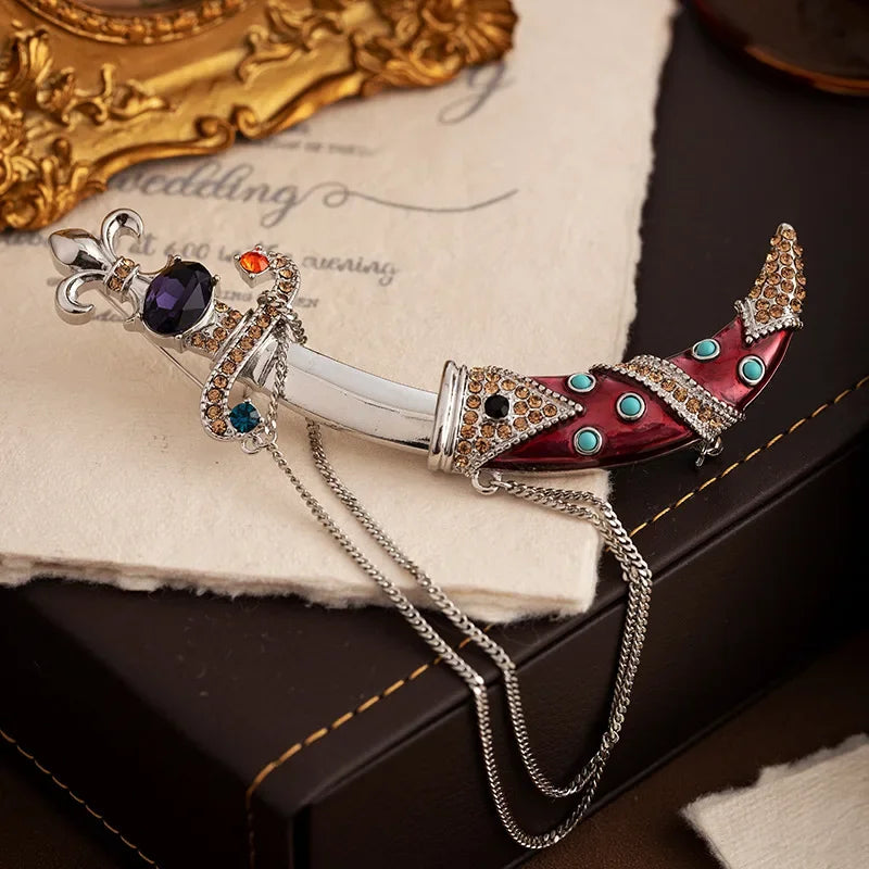 Wholesale  Retro Brooch Women's Creative Court Style Scimitar Dagger Brooch