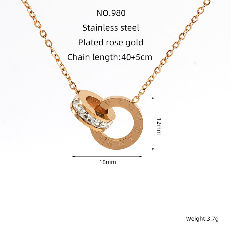 Wholesale Roman Numeral Diamond Necklace ACC-NE-ZhongYao009