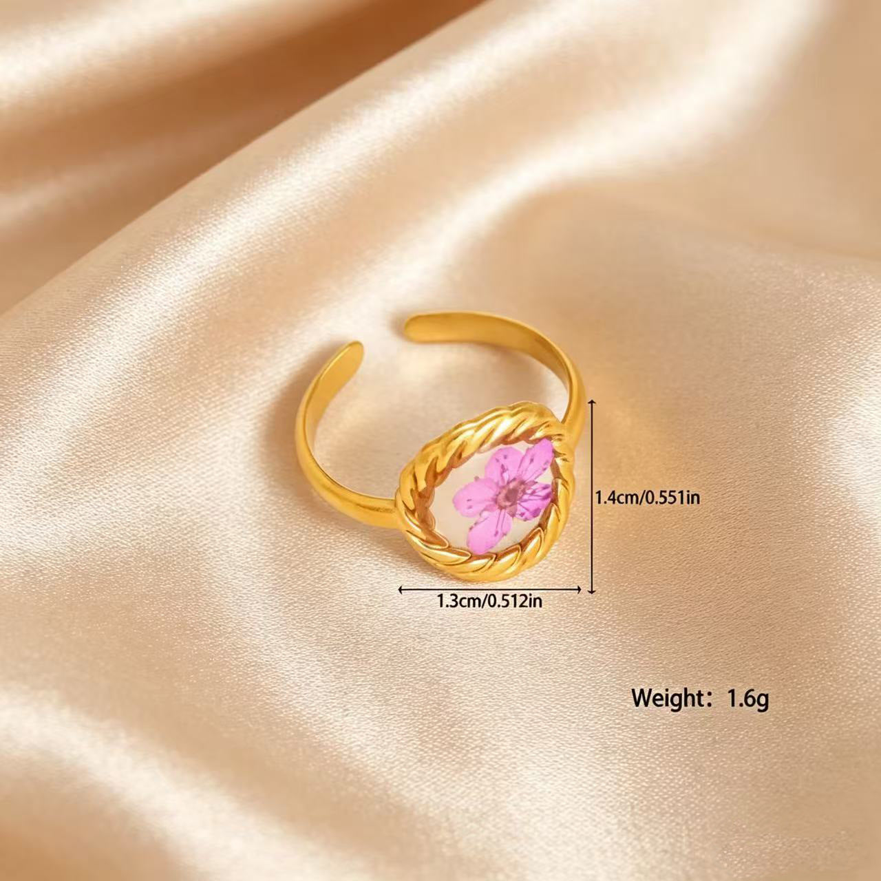 Wholesale 304 Stainless Steel Flower Ring Gold Electroplated Fashion Jewelry Accessory for Everyday Wear