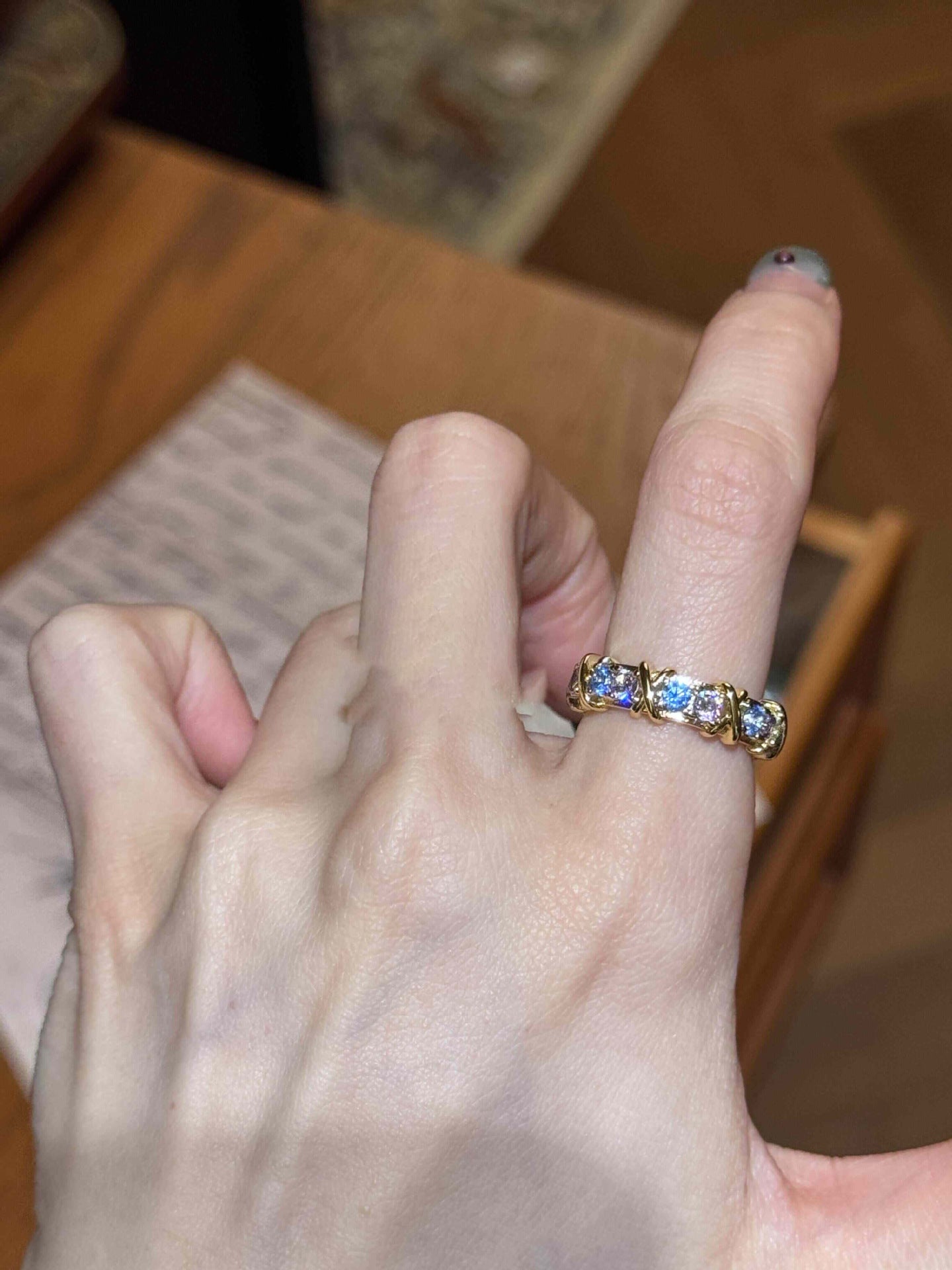 Wholesale Blue Zircon Cross Shaped Ring,  Trendy Fashion Accessory for Everyday Wear