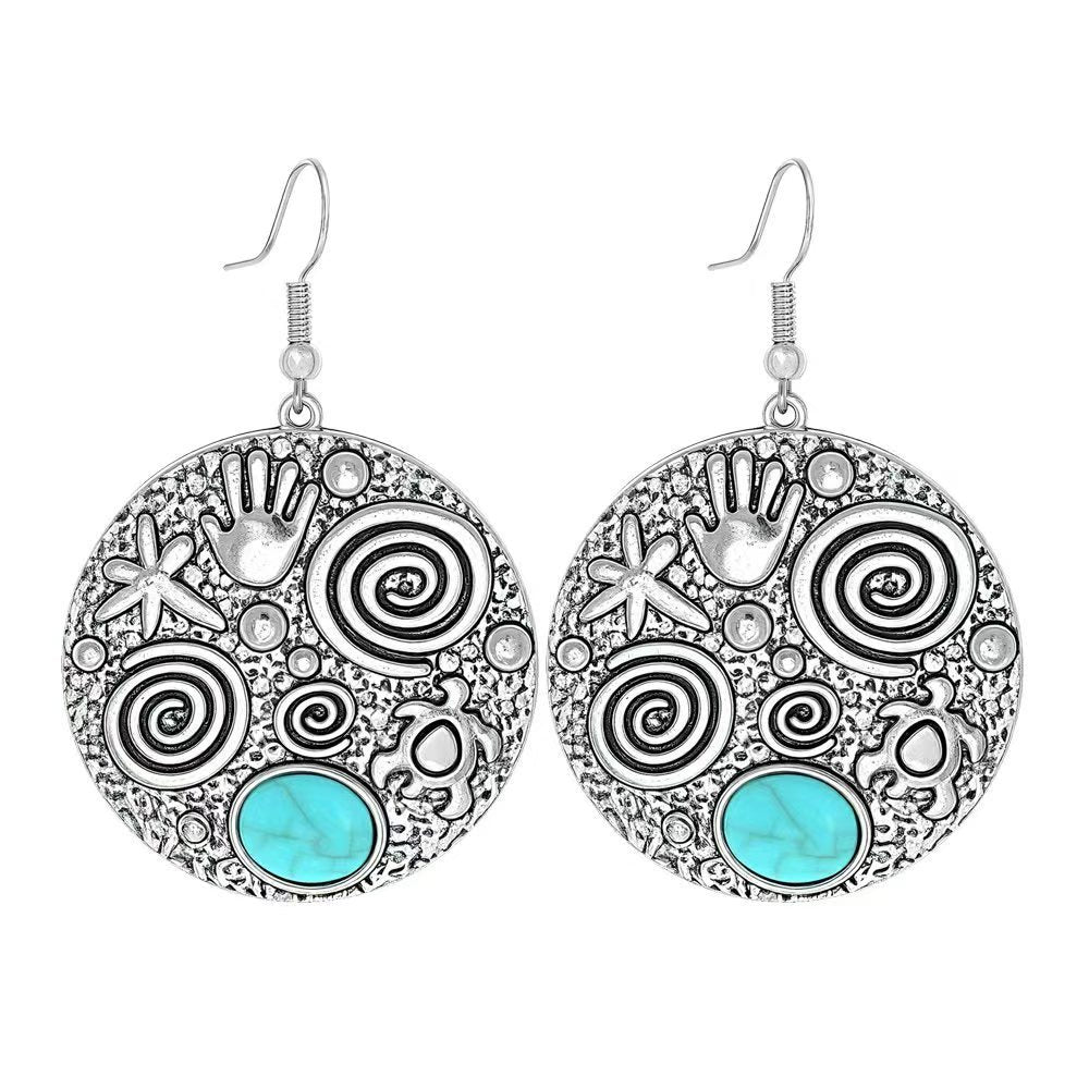 Wholesale Ethnic Style Geometric Acrylic Turquoise Earrings for Women Fashion Jewelry