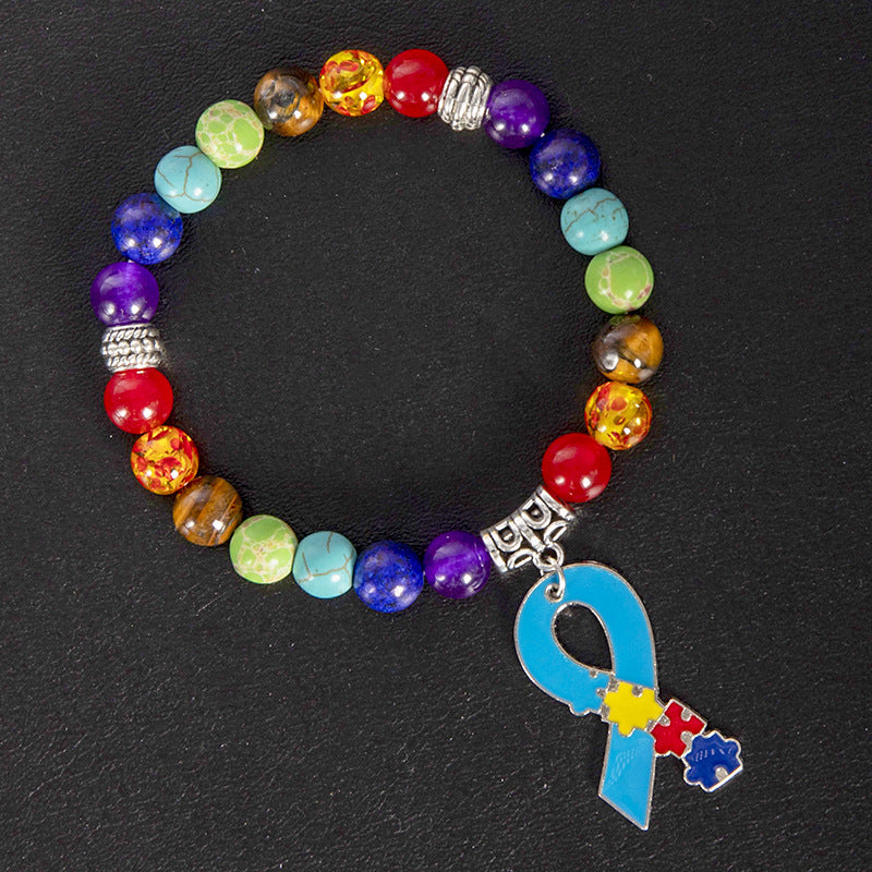 Wholesale Natural Agate Yoga Bracelet with Ribbon Pendant,  Unisex Everyday Jewelry
