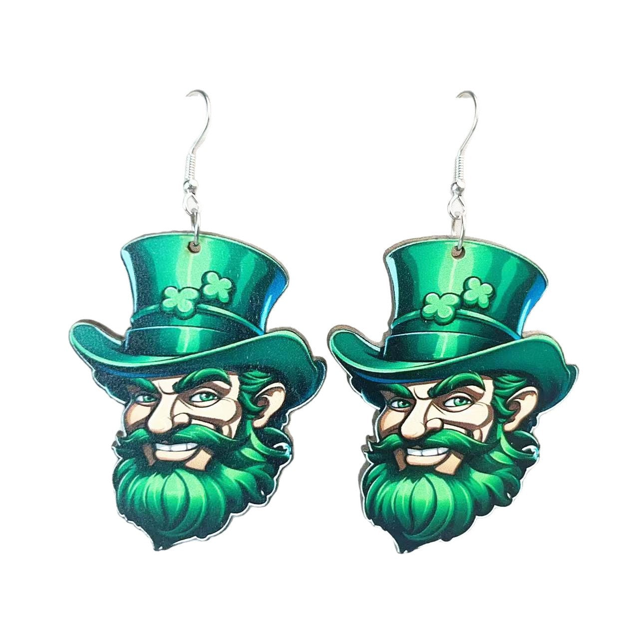 Wholesale Wooden St.  Patrick' s Day shamrock earrings